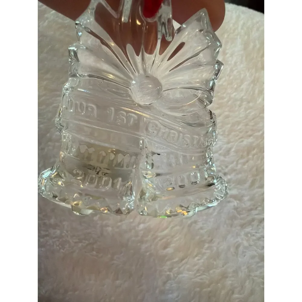 Waterford Crystal Our First Christmas Ornament 2001 Bells w/ Box Ireland MIB